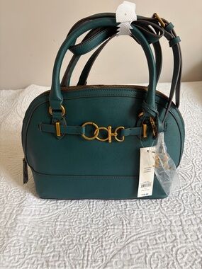 NWT The Rosetti Ava Dome Satchel in Dark Teal with Gold Hardware